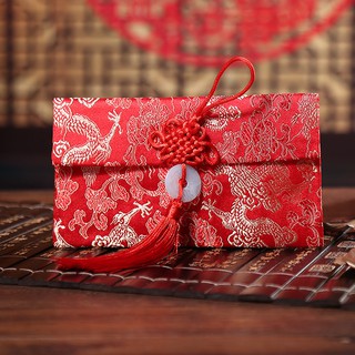 Bao Lì Xì Tết 2023 - Bao Nạp Tài Mùa Cưới Vải Nhung Gấm Loại 1 Họa Tiết Hình Rồng - Ngọc Bội