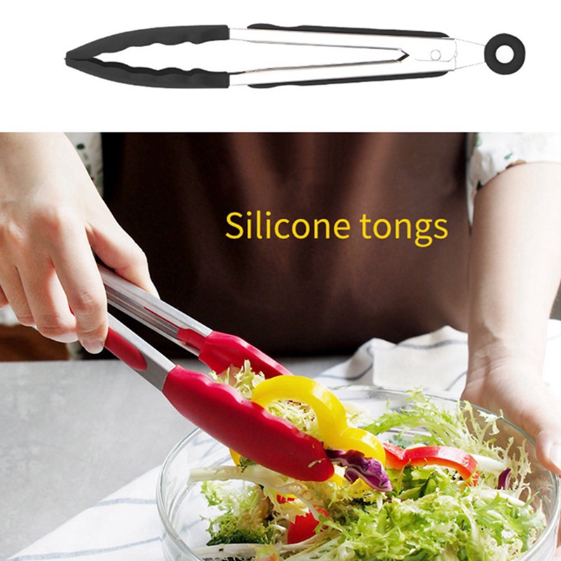 Bộ dụng cụ nấu ăn bằng silicon chống dính với tay cầm gỗ chịu tốt tiện dụng