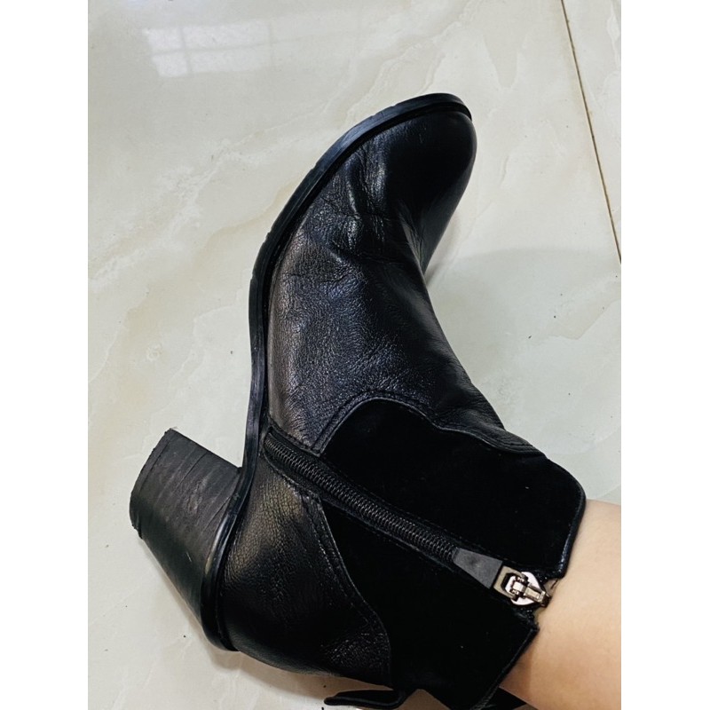 Bốt cổ ngắn da thật si