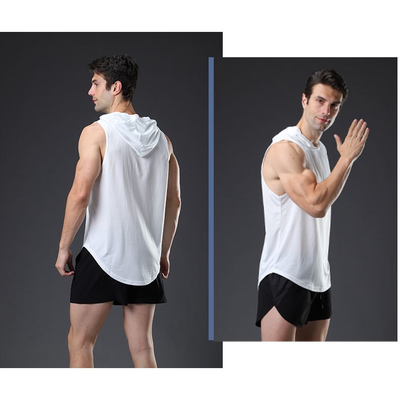Áo thun ba lỗ nam,Áo tanktop nam, 3 lỗ sát nách tập gym thể thao Có Mũ Trùm đầu- vải co giãn siêu thấm mồ hôi đủ size