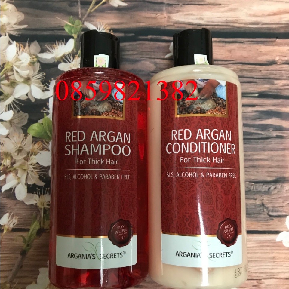 BỘ DẦU GỘI DẦU XẢ SUÔN MƯỢT CHỮA TRỊ TÓC HƯ TỔN NẶNG RED ARGAN VITAMINS 500ML