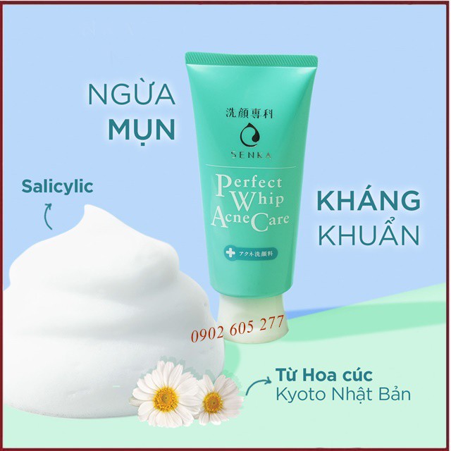 [Hàng chính hãng] Sữa Rửa Mặt Tạo Bọt Dành Cho Da Mụn Senka Perfect Whip Acne Care 100gr