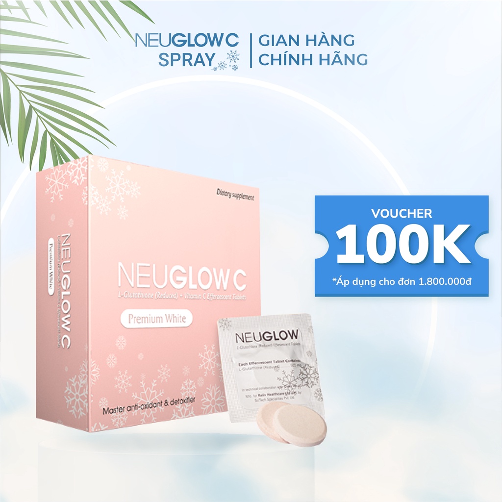 Viên sủi trắng da NEUGLOW C dưỡng sáng mờ nám căng mịn hương trái cây