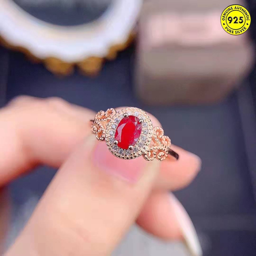 Nhẫn Hở Hình Chim Bồ Câu Đính Đá Ruby Màu Hồng Vàng Nhạt Sang Trọng Đơn Giản