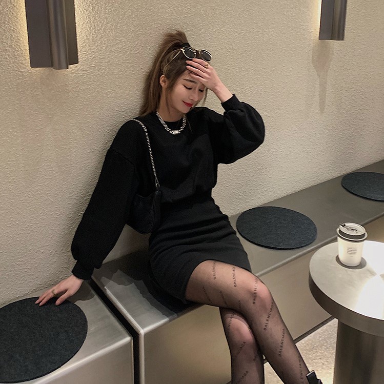 Đầm hoodie PERTY dệt kim phong cách Hàn Quốc thời trang mùa thu 2022 dành cho nữ