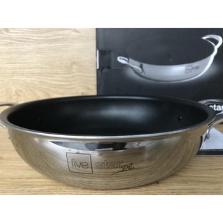 Chảo chống dính cao cấp 2 lớp liền thân inox 430 Fivestar Standard 2 quai 22cm/26cm.tặng 5 muỗng inox