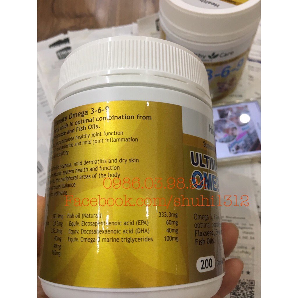 Omega 369 của Healthy Care Úc 200 viên - Hàng Chemist Úc đi air