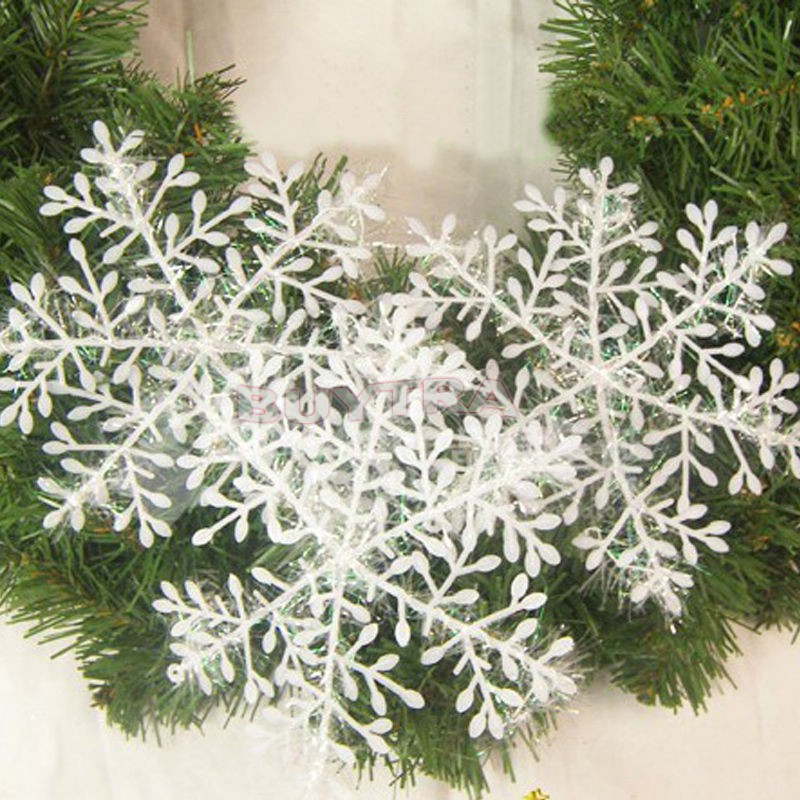 {HL&Off} 15pcs White Snowflake Ornaments Christmas Tree Decorations Home Festival Décor