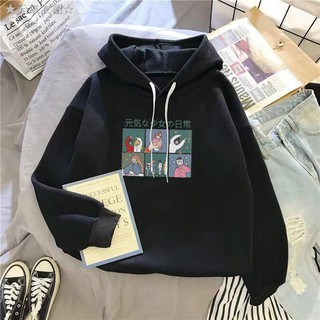 Áo Khoác Hoodie Dáng Rộng Lót Nhung Ấm Áp Thiết Kế Trẻ Trung Hợp Thời Trang