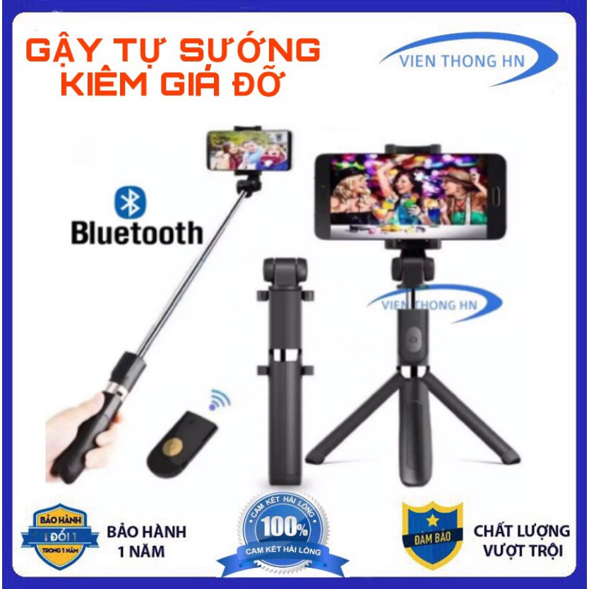 Tripod K07 Gậy chụp hình tự sướng kiêm giá đỡ điện thoại , kèm tay điểu khiển Remote Bluetooth 3.0