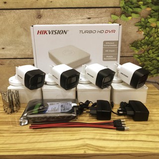 Bộ 04 camera 2MP âm thanh Hikvision DS-2CE16D0T-ITPFS đầy đủ phụ kiện, có video hướng dẫn lắp