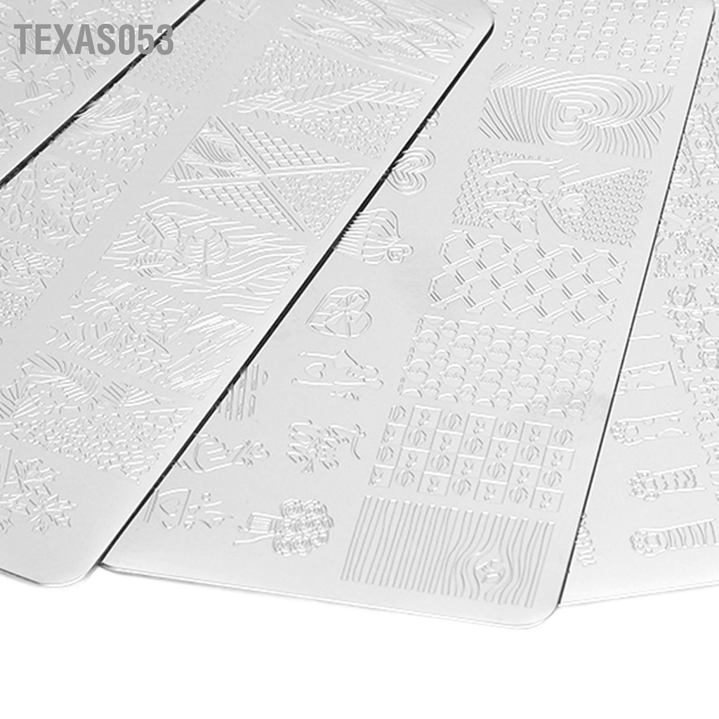 [Hàng Sẵn] Bộ 10 Tấm Khuôn In Họa Tiết Hoa Lá Bằng Thép Không Gỉ Trang Trí Móng Tay DIY Khuôn in nail【Texas053】