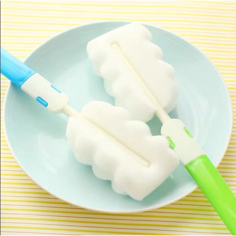 Cọ rửa bọt biển cán dài tiện lợi cho bình nước giữ nhiệt, bình sữa, ly thuỷ tinh.