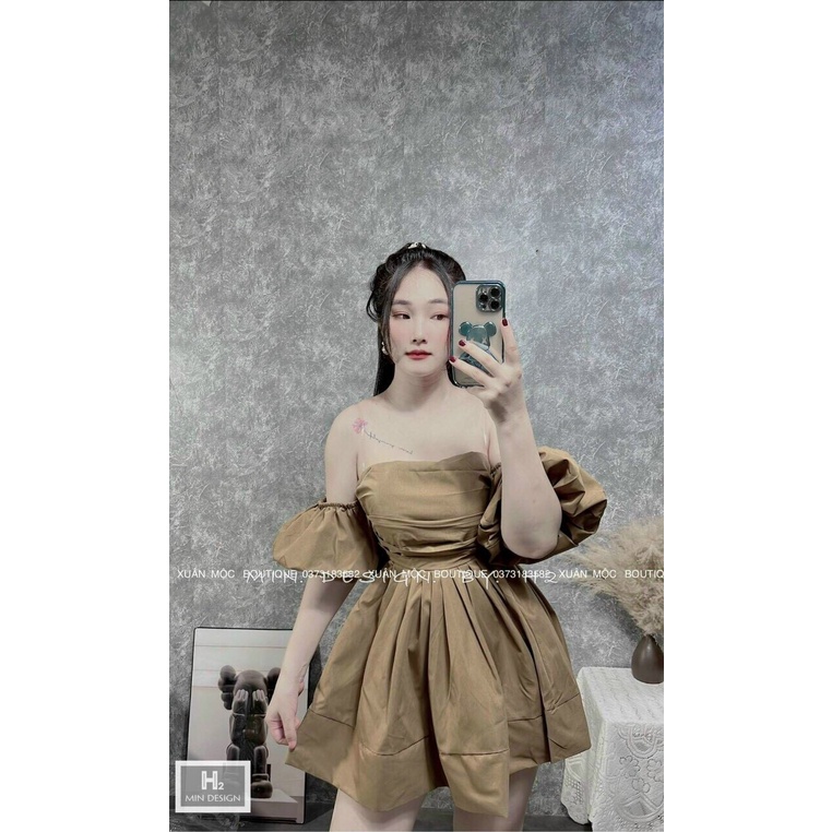 [9.9 Sales Freeship] Đầm công chúa đi tiệc tay phồng,đầm cúp ngực trễ vai dáng ngắn tay phồng sang chảnh