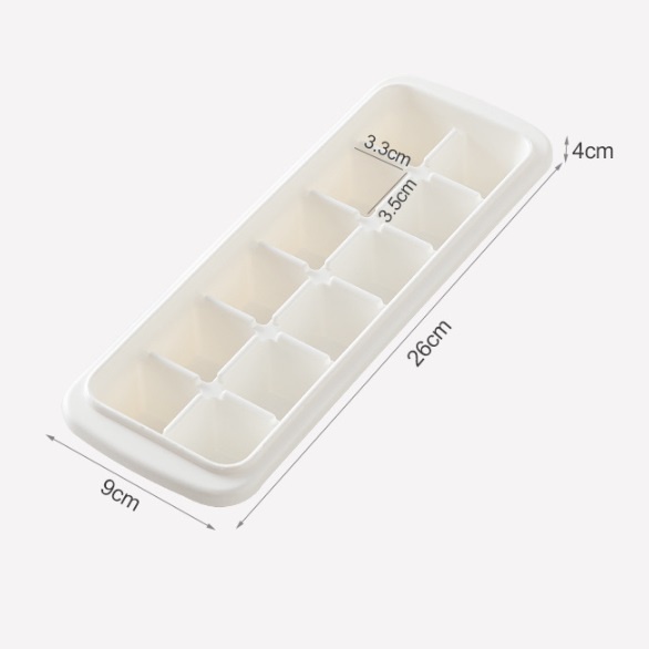 Khay Làm Đá Tủ Lạnh 12 Viên Có Nắp Đậy 26x4X9cm