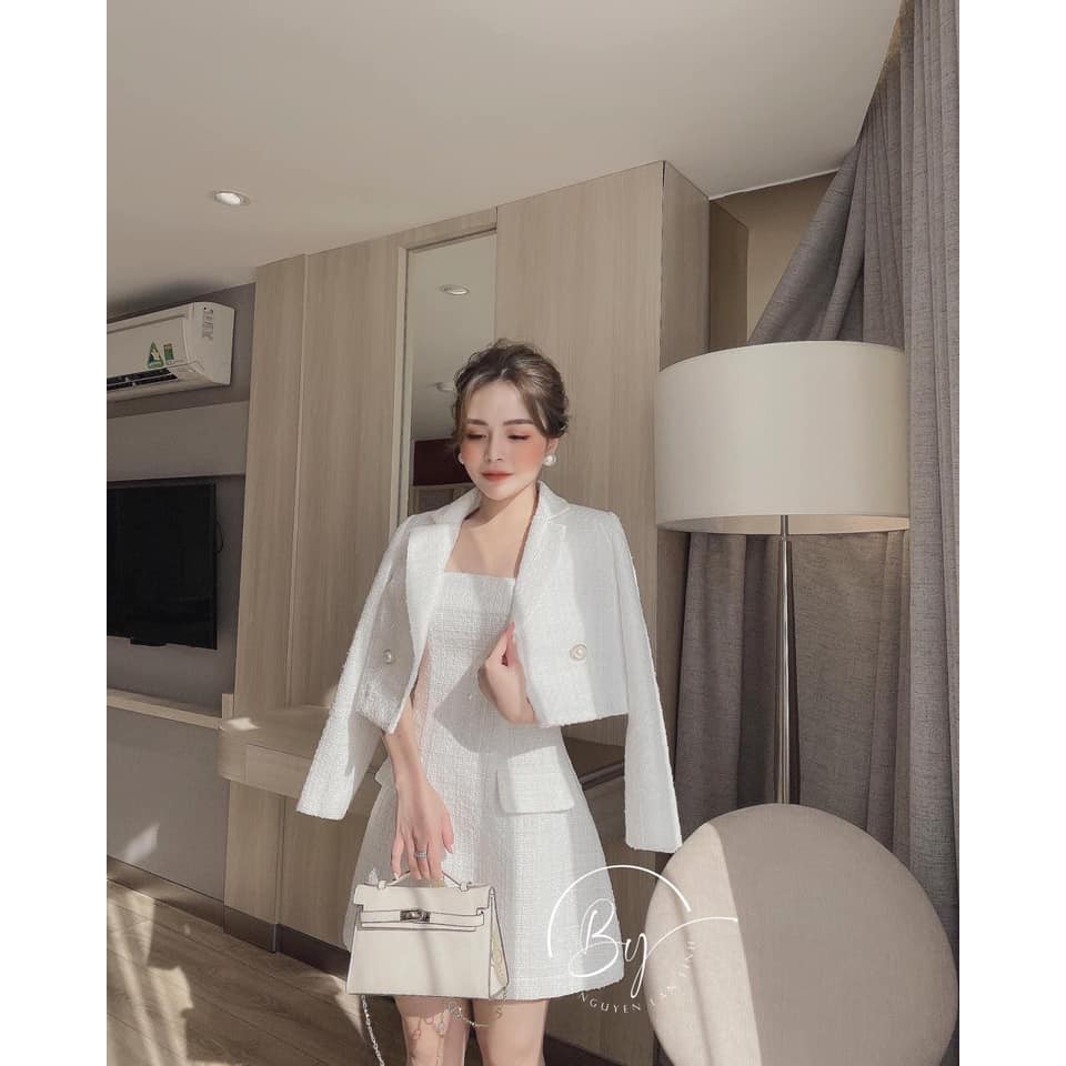 [Mã WARUN27 giảm 12k đơn 99k] Set 2 món áo len zip lệch vai mix váy body 2 dây xẻ. Chất bozip mịn đẹp giã | BigBuy360 - bigbuy360.vn