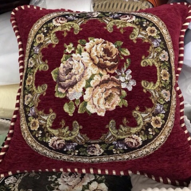 vỏ gối vuông gấm nhung 50x50