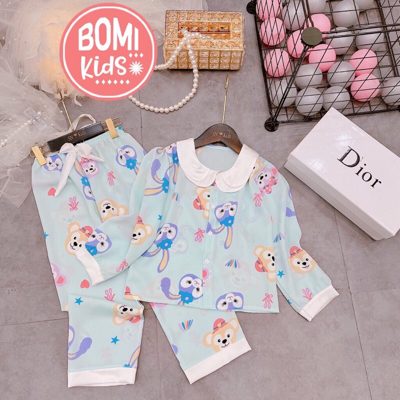 Đồ Bộ Bé Gái Mặc Nhà Pijama Lụa Mango Cao Cấp