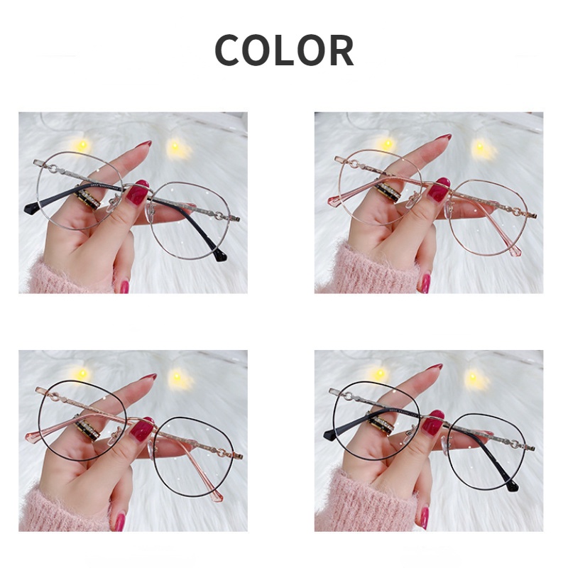 (KIQI-FASHION) COD Mắt Kính Gọng Kim Loại Chống Ánh Sáng Xanh Thời Trang Retro Nhập Khẩu Chất Lượng Cao Cho Nam Nữ