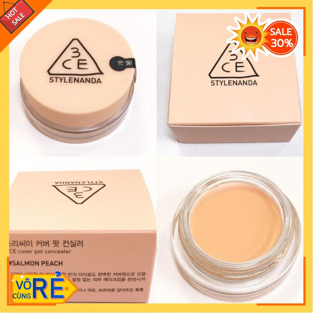 [Rẻ nhất] Kem che khuyết điểm 3CE Cover Pot Concealer 6g - Tone Salmon Peach ( Có Bill)