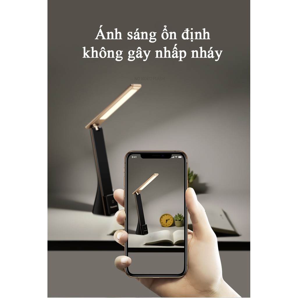 Đèn học để bàn Panasonic tích điện, nút cảm ứng bảo vệ mắt với ba chế độ sáng - dài