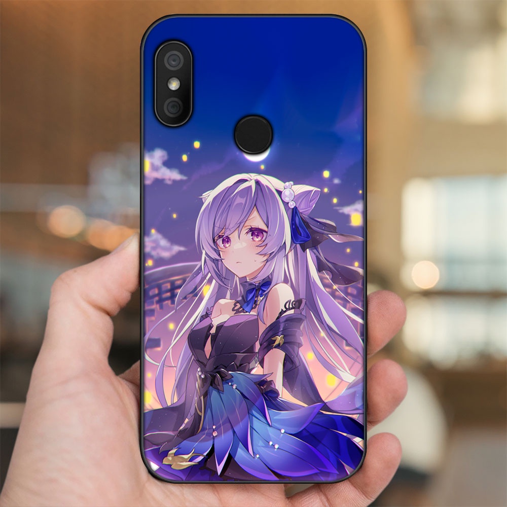 Ốp lưng Xiaomi Redmi 6 Pro, Mi A2 Lite viền đen in hình Keqing Genshin Impact