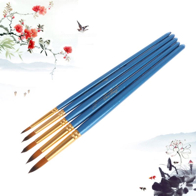 Bộ bút đầu nhọn tròn màu xanh (5 cây)