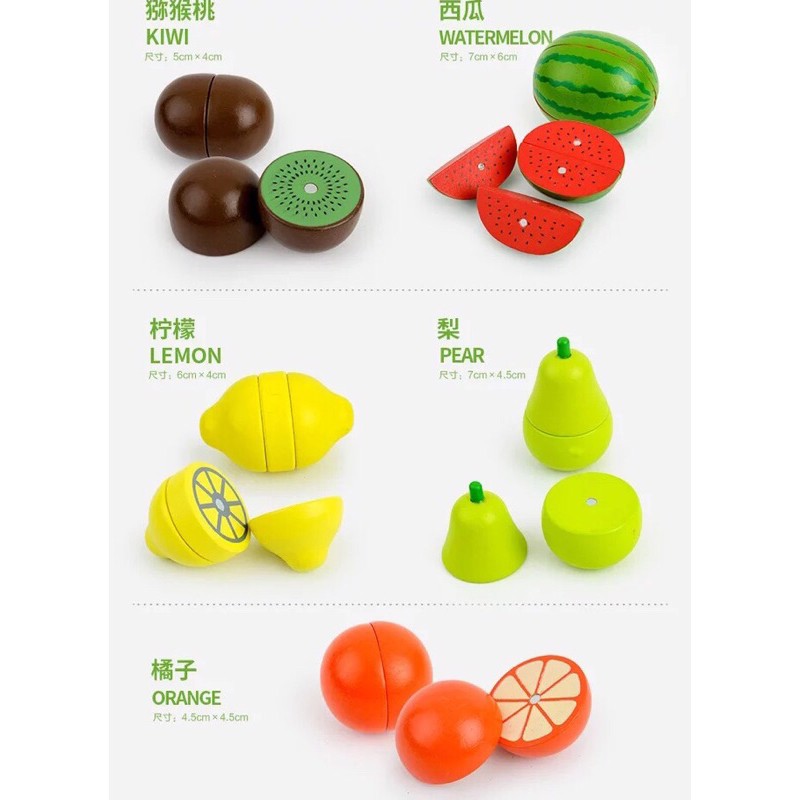 Bộ các loại rau củ quả trái cây bằng gỗ cao cấp 🍓🍃