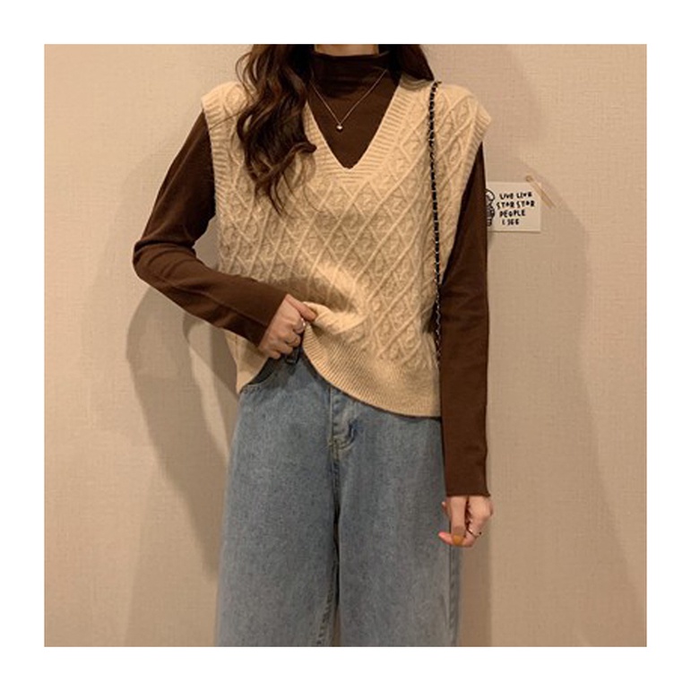 Áo Sweater Dệt Kim Không Tay Phong Cách Retro Hàn Quốc Với 6 Màu Lựa Chọn | BigBuy360 - bigbuy360.vn