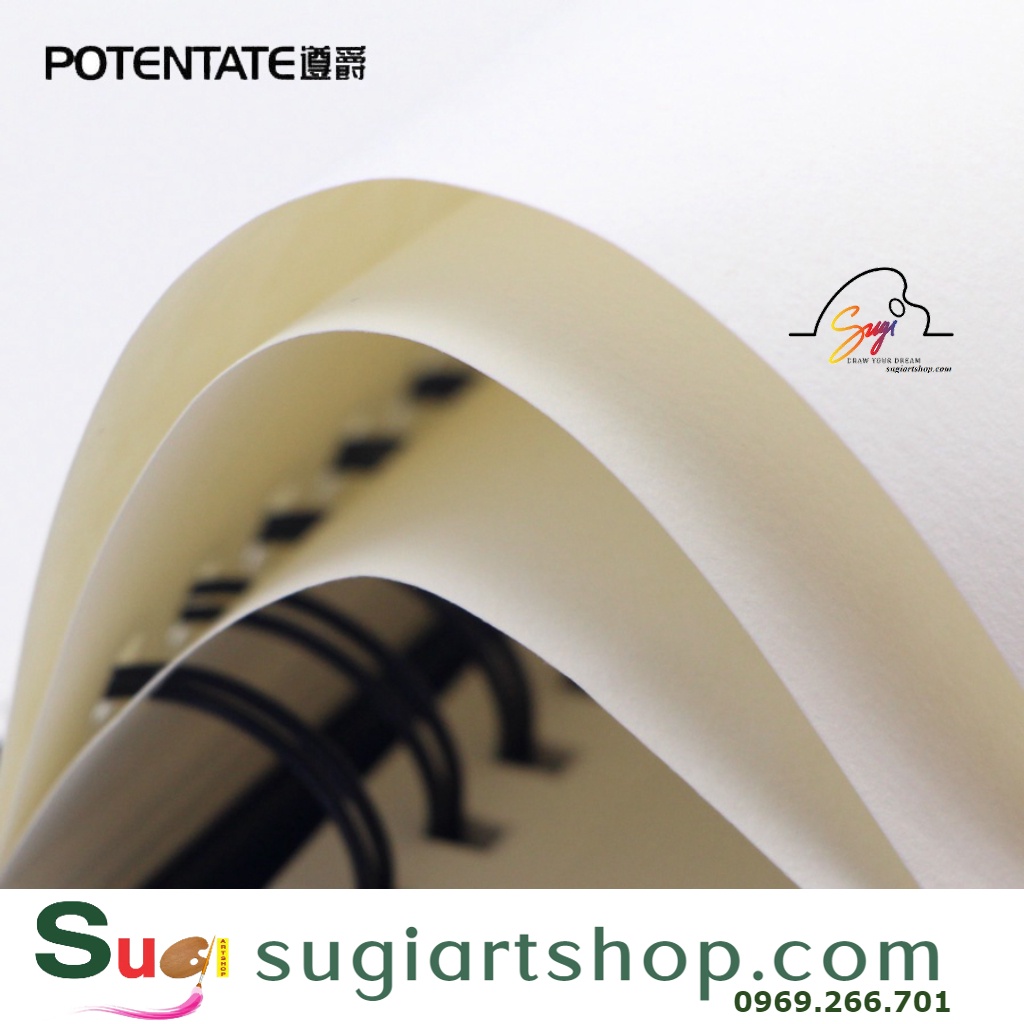 Sổ vẽ chì Potenate lò xo đen - Sổ vẽ phác thảo chì, chì màu, phấn , sáp ... Potentate, Spiral Hard Cov