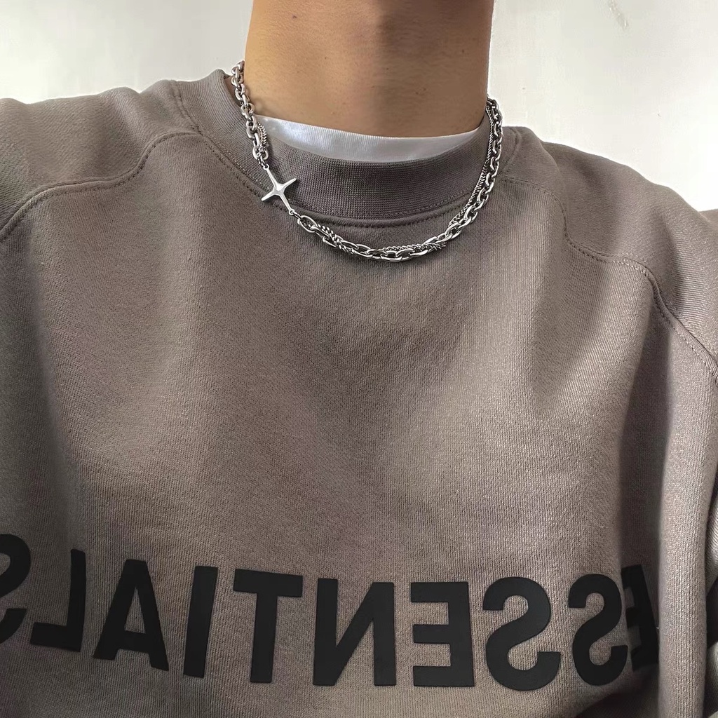 vòng cổ Hai Lớp Phong Cách Hip Hop Âu Mỹ Sang Trọng