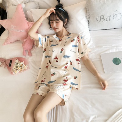 Bộ ngủ lụa satin nữ kiểu dáng pijama bigsize cộc tay quần đùi dễ thương phong cách hàn quốc BCL01