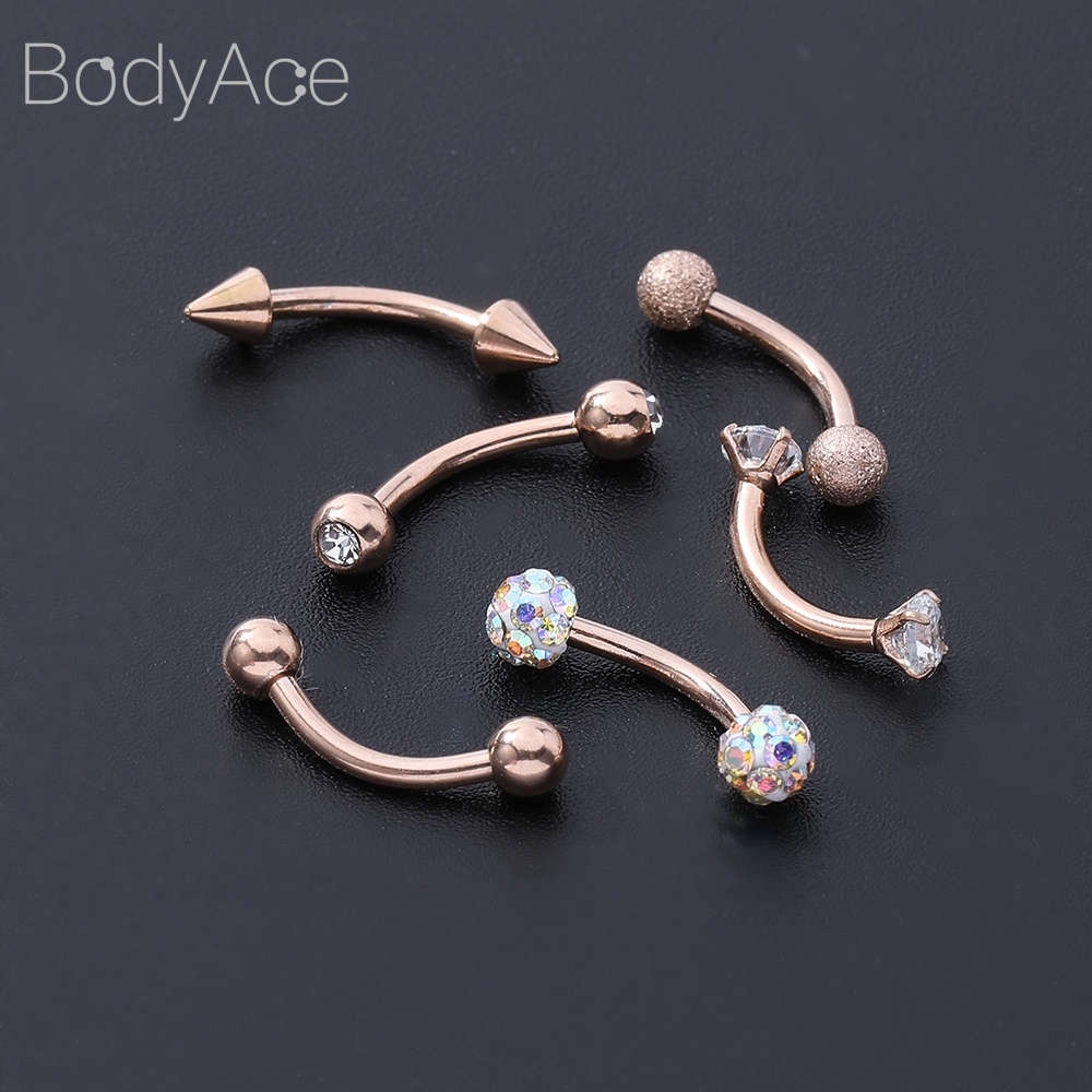 6 Khuyên Xỏ Bằng Thép Không Gỉ Đính Đá Thời Trang