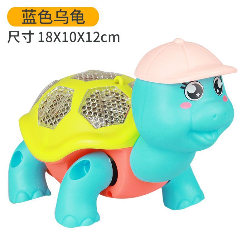 Đồ Chơi Con Rùa Đội Mũ Phát Sáng Đi Bộ Có Dây Tặng Kèm