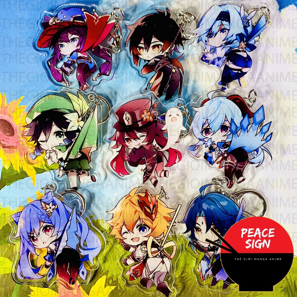 (ngẫu nhiên 7k) Móc khóa in hình GENSHIN IMPACT Mica trong acrylic xinh xắn anime chibi game random