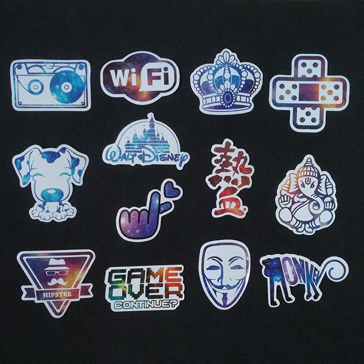 Bộ Sticker dán cao cấp chủ đề MÀU TÍM GALAXY - Dùng dán Xe, dán mũ bảo hiểm, dán Laptop...