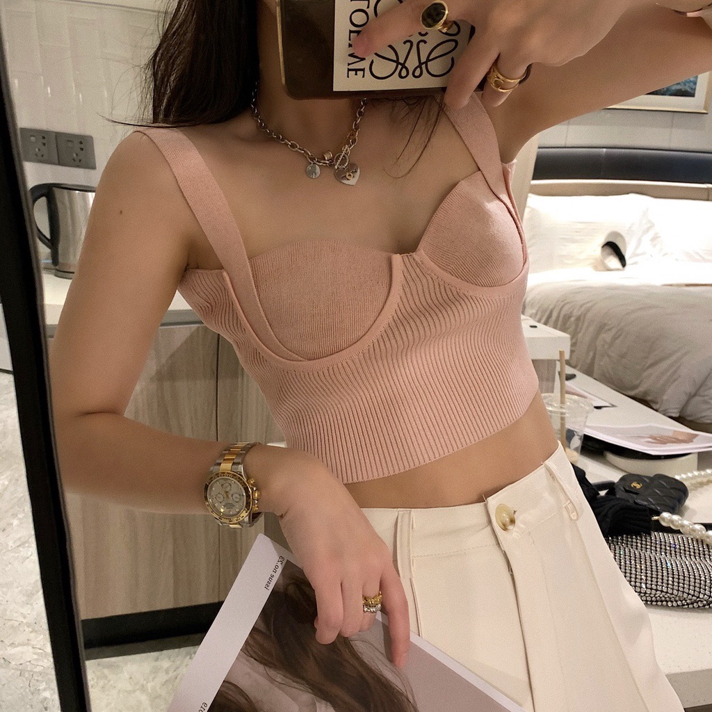 QADCOL  Áo Ống Kiểu Dáng Đơn Giản Quyến Rũ Phong Cách Âu Mỹ