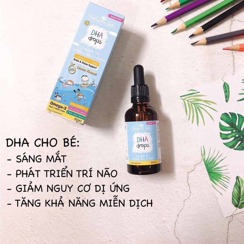 Vitamin Natures Aid DHA Drops 50ml từ 3 tháng đến 5 tuổi