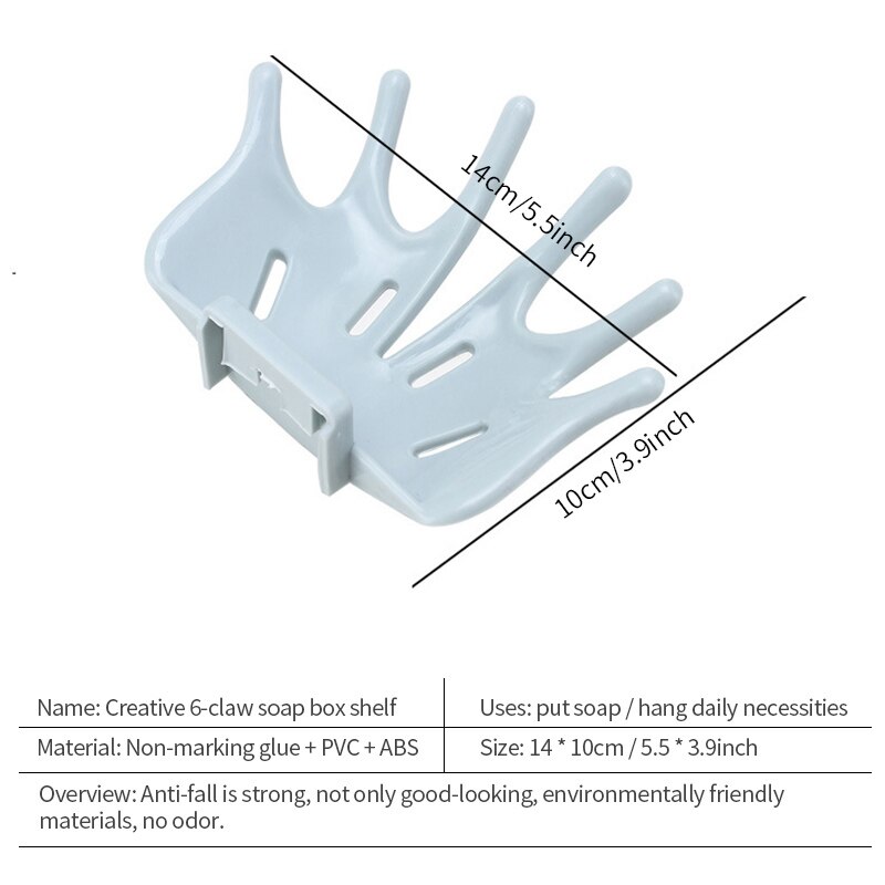 Khay giữ xà phòng gắn tường dạng cốc hút không cần khoan lỗ hình dạng bàn tay thoát nước được cho phòng tắm