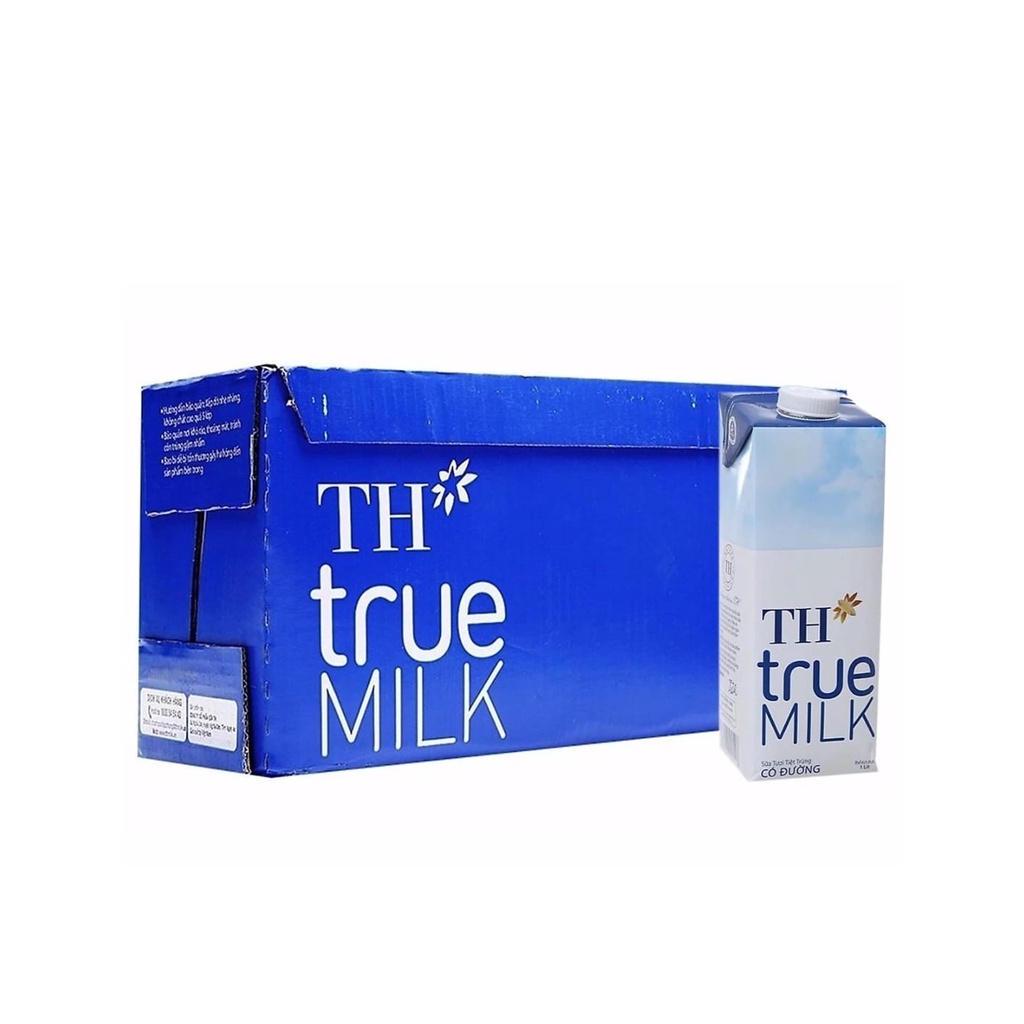 Thùng 12 hộp sữa TH có đường 1 lít