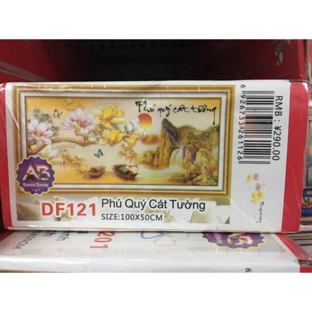 Tranh đính đá kim cương AB Phú Quý Cát Tường DF121 (chưa đính)