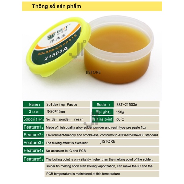 Mỡ Hàn Flux hũ 150G Best solder paste grease BST-21503A nhiệt độ nóng chảy 60℃