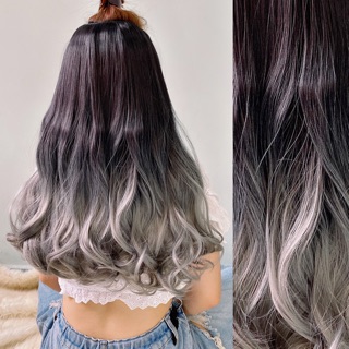 <Ảnh Thật> Tóc Kẹp Chữ U Xoăn Nhuộm Ombre 50cm ku13
