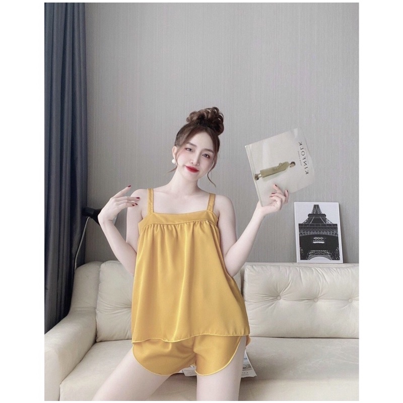 Đồ Ngủ Sexy Nữ- Đồ Ngủ Nữ 2 Dây Chất Satin Mềm Mát Form 40-55kg