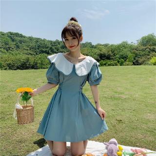 Đầm ngắn tay thắt nơ eo đáng yêu cho nữ