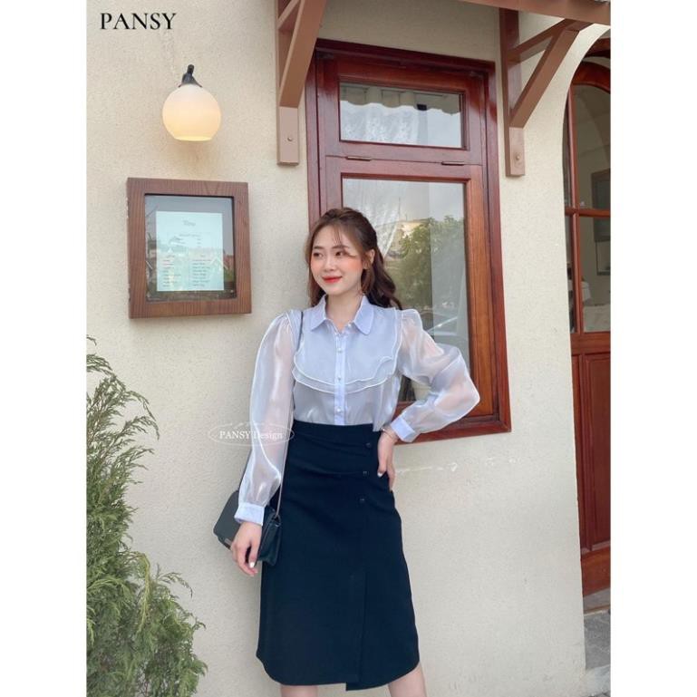 Chân váy công sở siêu tôn dáng phối cúc bọc_CV233 | BigBuy360 - bigbuy360.vn