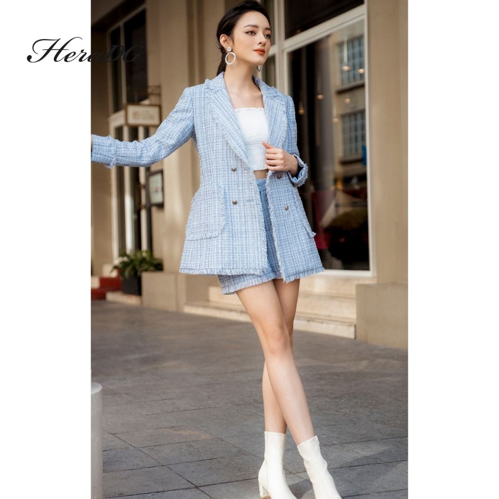 Quần Short Nữ HeraDG Thiết Kế Rút Tua Gấu Kèm Hai Túi, Chất Dạ Tweed Cao Cấp WTBA024Q