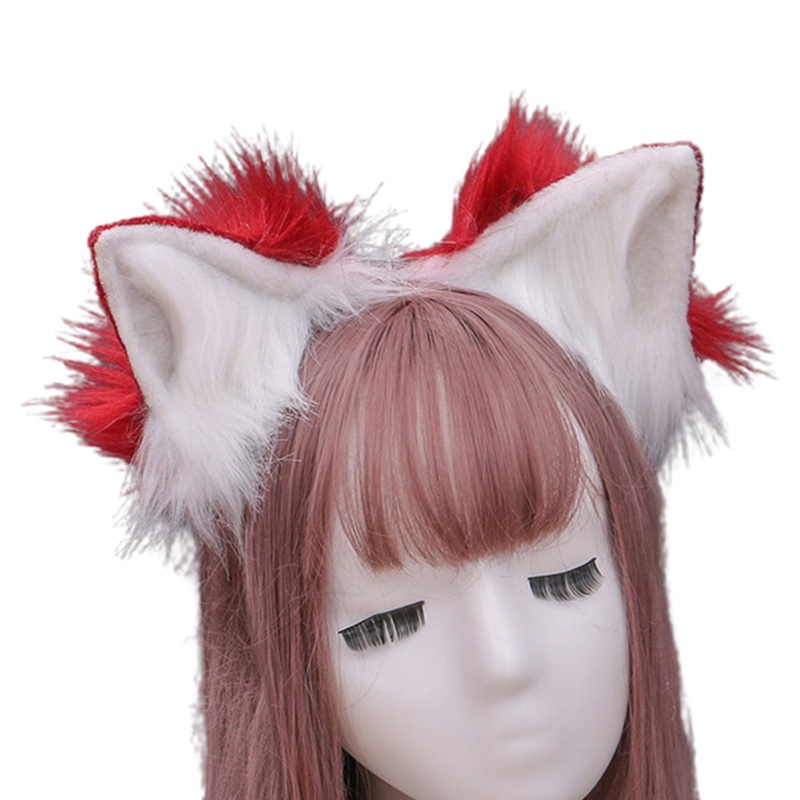 Băng Đô Tai Sói Phối Lông Màu Sắc Tương Phản Phong Cách Lolita