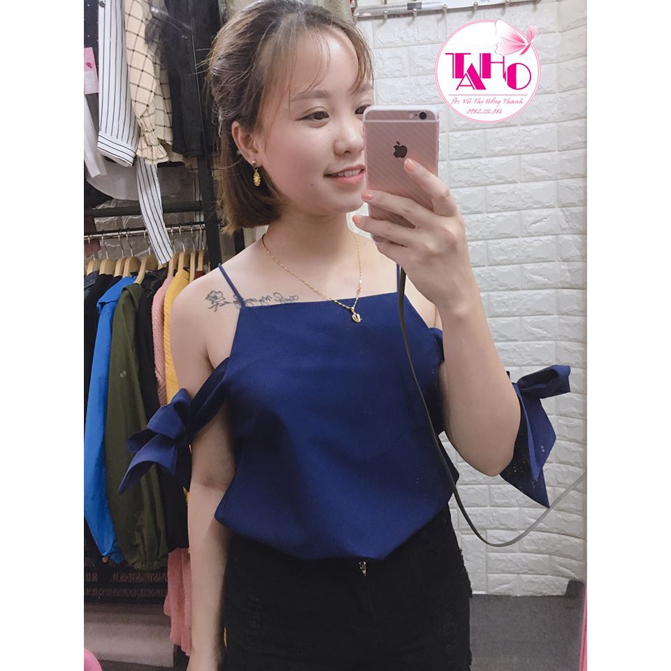 ÁO 2 DÂY TAY BUỘC NƠ (ảnh thật chụp tại shop)