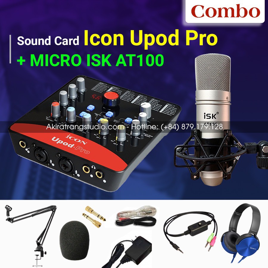 Bộ Mic Hát Livestream Sound Card Icon Upod Pro Kèm Mic ISK AT100 Hàng Loại 1 . Âm Thanh Cực Chuẩn , Dễ Dàng Lắp Đặt